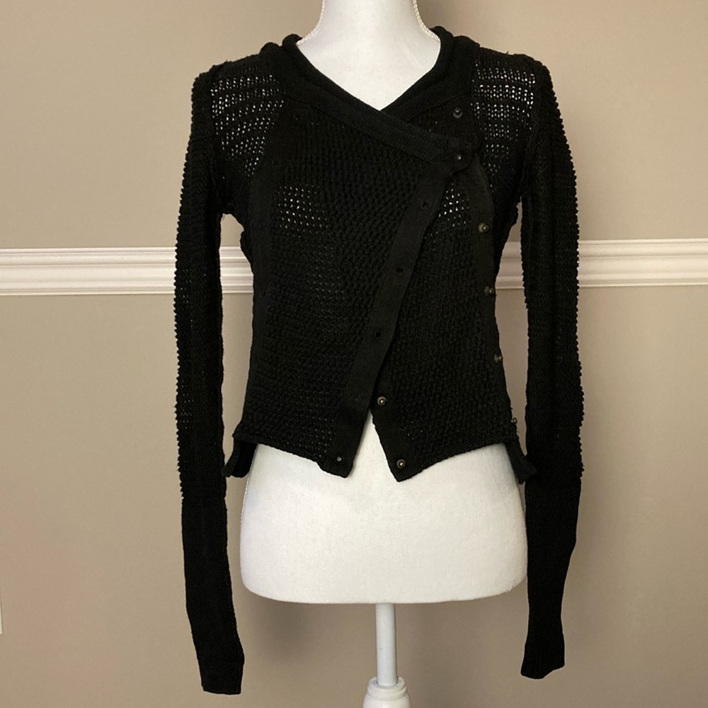 AllSaints All Saints Black Sweater Knit Cardigan Jacket UK 8 US 2 S XS